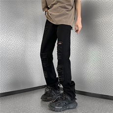 破洞直筒牛仔裤A061-AN00038-P60控88-85棉8.5聚酯纤维6.5粘纤，男装牛仔裤，电商A061-1