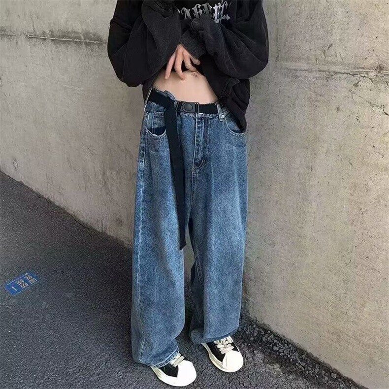 wassup candy休闲裤子男士春秋季潮流痞帅牛仔裤直筒拖地阔腿长裤图片