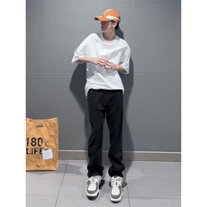 B221美式ins高街暗黑小众情侣毛巾绣直筒牛仔裤LK23021-P65控88，男装牛仔裤，电商B221