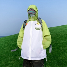 港风夏季新款宽松插肩袖拼色防晒服UPF50+ins情侣F148P65控88，男装防晒衣，电商A247