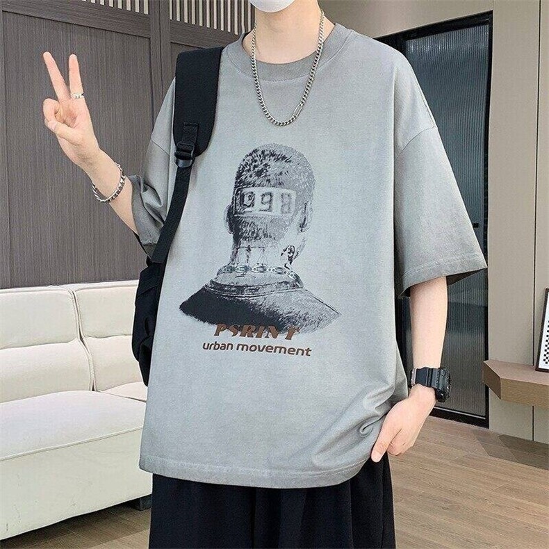 25192-特P50夏季港风砂洗短袖T恤男渐变色磨砂水洗短袖T恤重磅,男装T恤,电商D310B