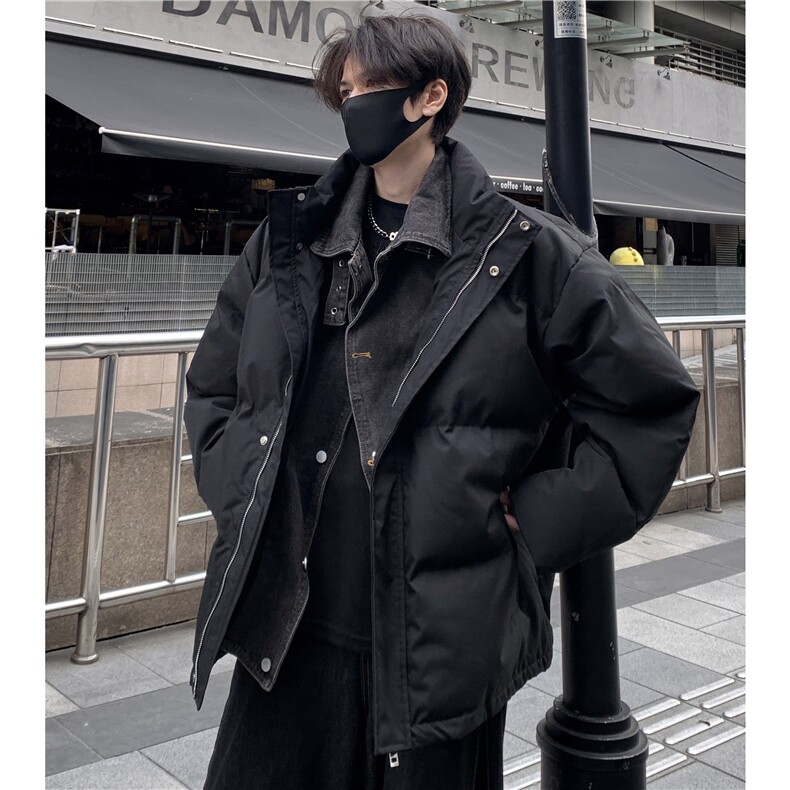牛仔假两件拼接棉衣男冬季休闲宽松加厚保暖外套棉服12209-p115,男装工装外套,电商C307