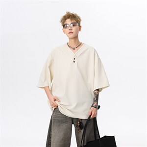 现货 夏新男高品质大码宽松短袖T恤V领打底衫513 DT3536 P33图片