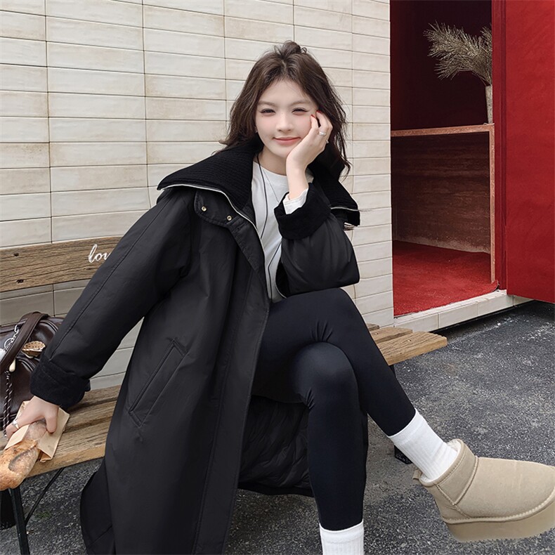韩版时尚中长款风衣式羽绒服女2025年冬季新款显瘦加厚白鸭绒外套,女装羽绒服,2C205