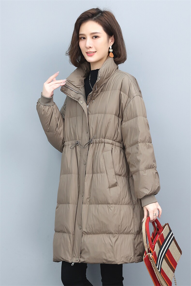 2022冬季新款女装时尚休闲保暖宽松舒适中长款亮面羽绒服女,女装羽绒服,叶笙衣
