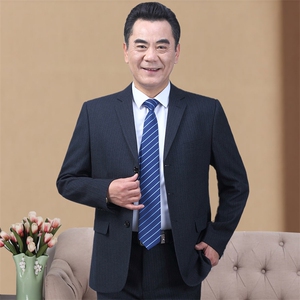 长期款！332/P205老人三粒扣西服套装休闲商务中年男大码正装西装图片