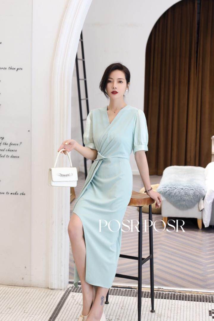 气质收腰连衣裙，女装连衣裙，珀莎