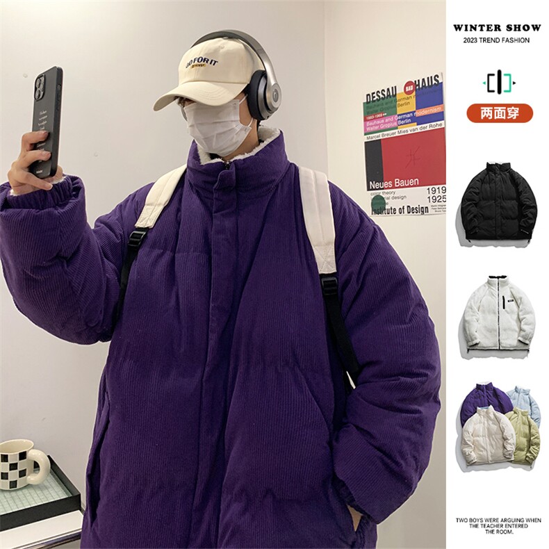秋冬新款纯色灯芯绒棉衣宽松日系百搭棉衣外套MY9315-1P-95,男装棉衣,电商A128
