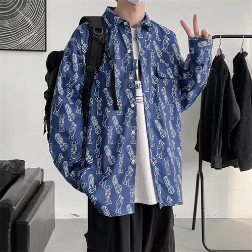 ins欧美高街嘻哈西海岸腰果花长袖衬衫C003P32，男装衬衫，星座1116-2