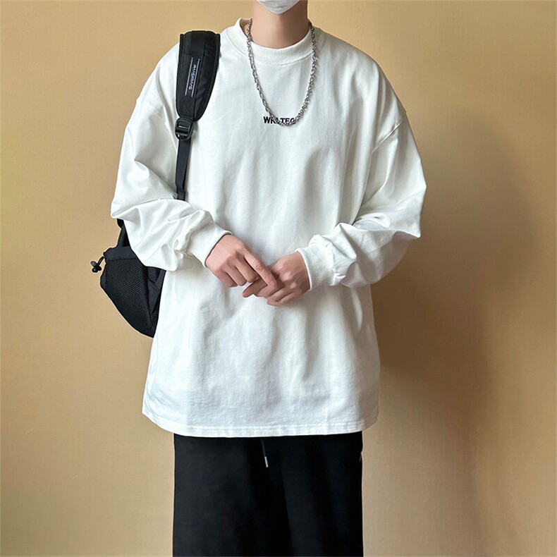 2025春新款现货高品质长袖T恤男潮牌纯棉打底上衣A351-AT2525-P40，男装T恤，电商A351