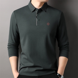 F83068莫代尔含羊毛拉链门襟翻领长袖POLO磨毛保暖刺绣LOGO图片