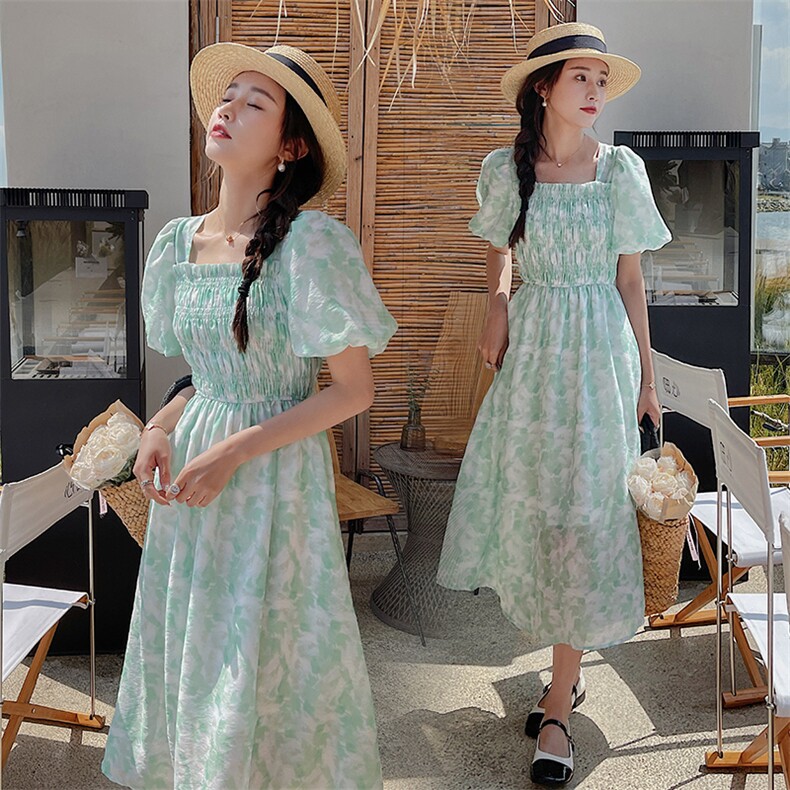 现货！2023新款温柔风碎花仙气超仙森系连衣裙夏季花朵仙女裙,女装连衣裙,艾仟回(原伊仟回)