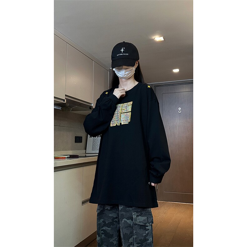 自家图现货纯棉情侣宽松圆领刺绣风卫衣T恤男女WY18-特P35控58,男装T恤,星座205-5