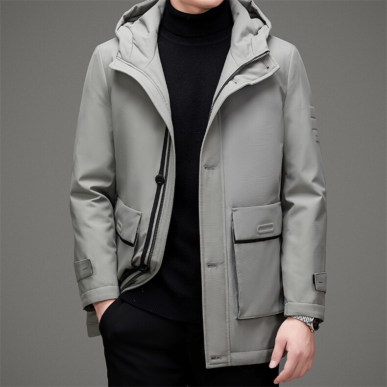 羽绒服连帽中长款休闲男士潮流保暖中青年鸭绒外套MSNA82816-P330,男装羽绒服,电商B212（原钱塘6029）