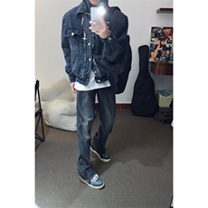 【有货】美式复古蓝色牛仔外套男春秋短款高级感夹克F10HH-特P78，男装夹克，星座1007（原301D）