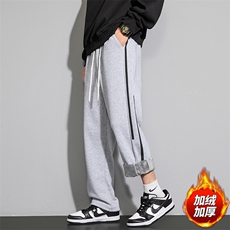秋季新款直筒男裤休闲百搭港风宽松加绒卫裤K3220H-P45，男装休闲裤，星座717