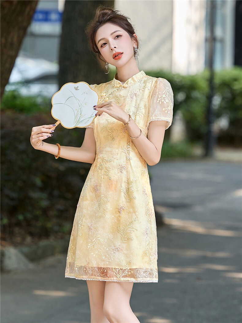 新中式国风连衣裙女2025夏新款高端轻奢精致刺绣气质显瘦旗袍裙,女装连衣裙,艾仟回(原伊仟回)