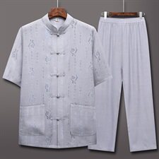 787/款！爸爸夏季唐装套装中老年民族服装老人运动套装短袖，男装套装，星座1216（原钱塘722）