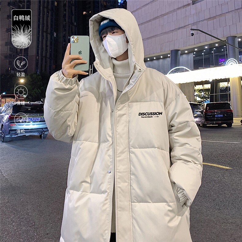 港风冬季新款长款连帽白鸭绒羽绒服男潮宽松YR6163P285控358，男装羽绒服，电商A268A