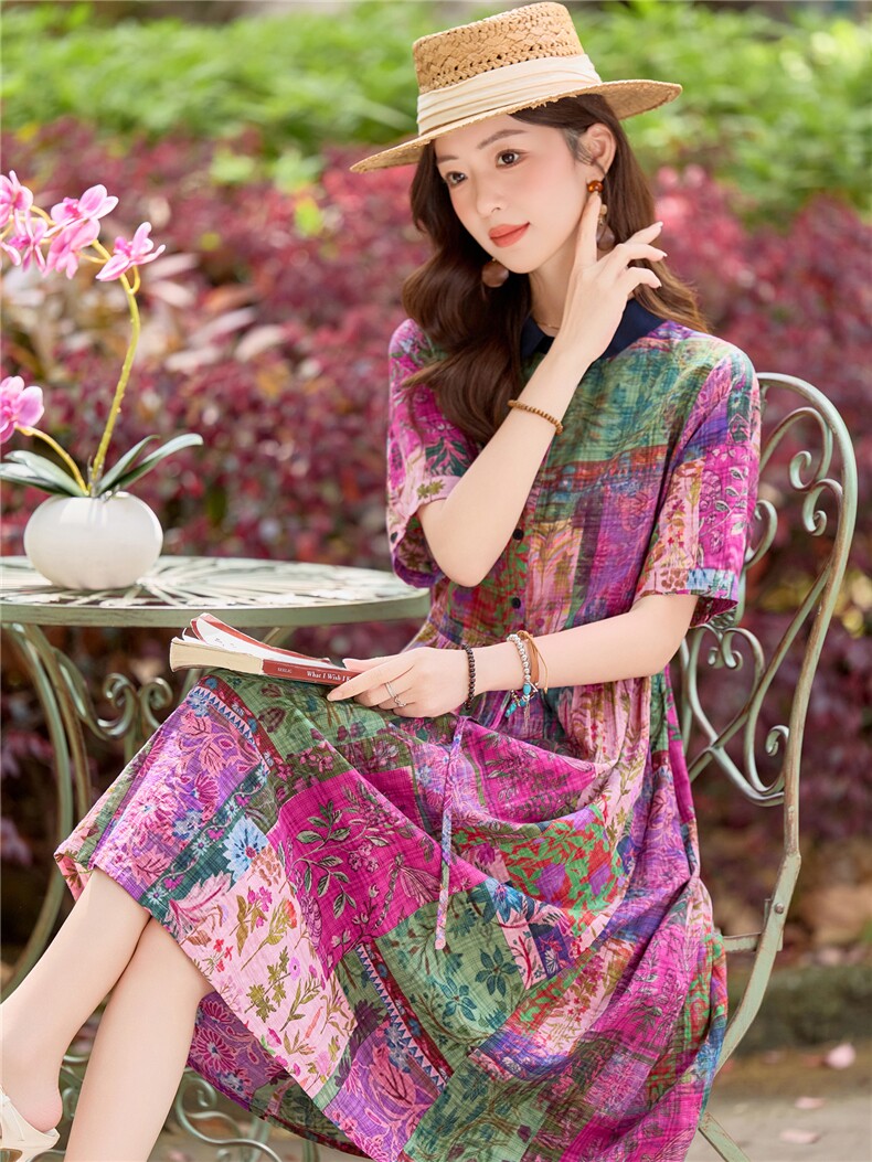 816时尚撞色小翻领显瘦连衣裙,女装连衣裙,倪叶myz
