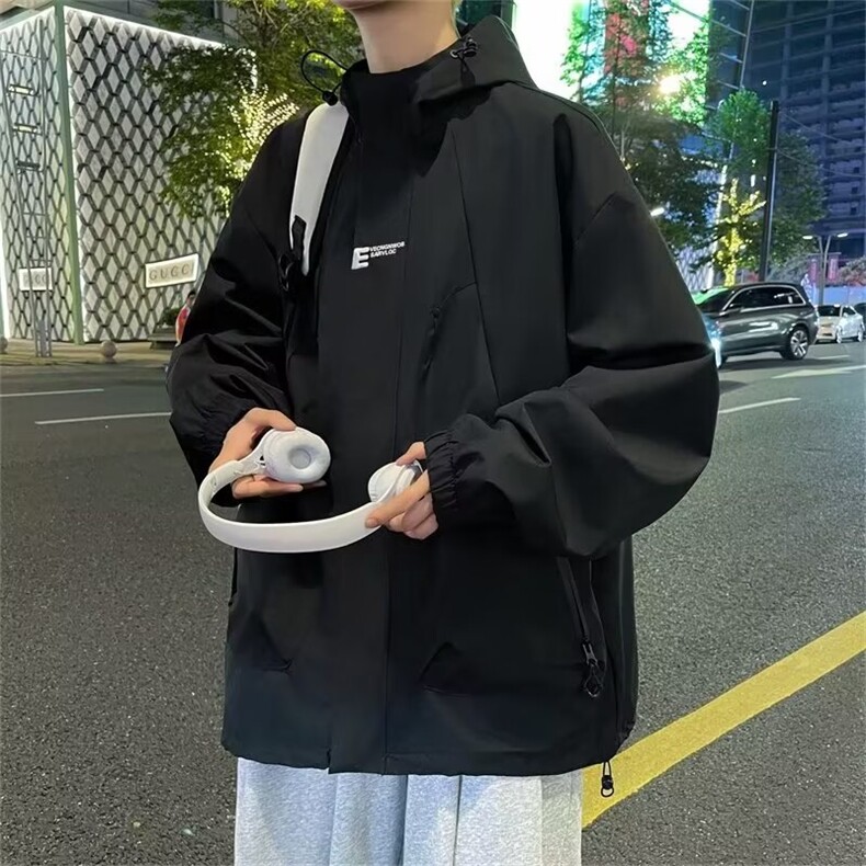 美式机能风冲锋衣外套男秋冬潮牌痞帅连帽防水休闲夹克W6109-P60,男装夹克,星座412-3