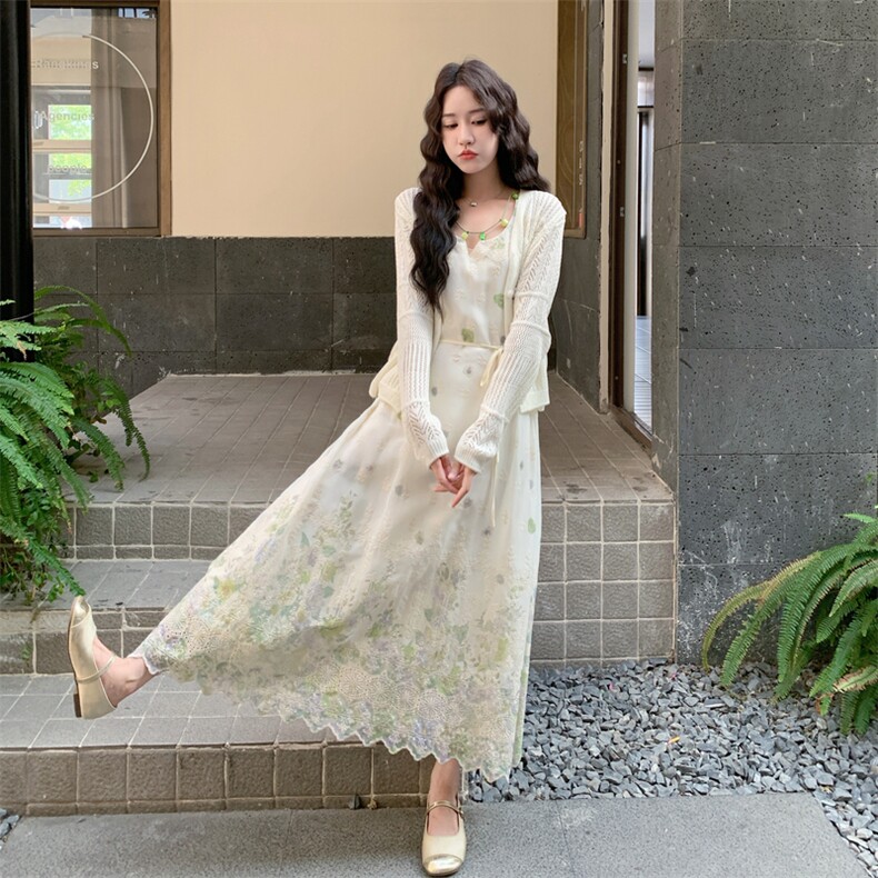 26春新款现-法式度假风针织无袖连衣裙套装2630-P190K308,女装套装/套裙,2B190