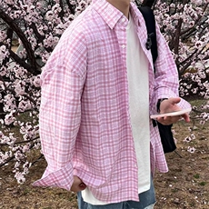 男装宽松长袖衬衫格子休闲衬衣男式薄外套格纹XZ716A-CS806P55，男装衬衫，星座716A（原星座815-4）