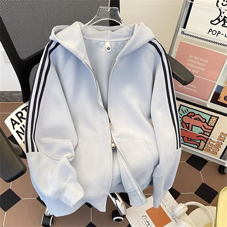 纯色连帽开衫拉链男女同款时尚潮牌vibe重磅情侣外套WY186-P51,男装卫衣,星座313A-2