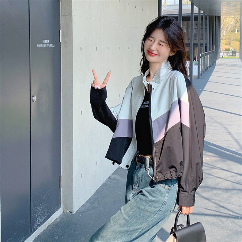 休闲运动风冲锋衣外套女春秋2025新款短款美式慵懒韩系工装夹克,女装短外套,2C187