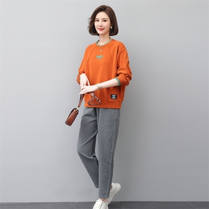 卫衣运动套装女2023新款春秋时尚休闲大码中年妈妈洋气减龄两件套图片
