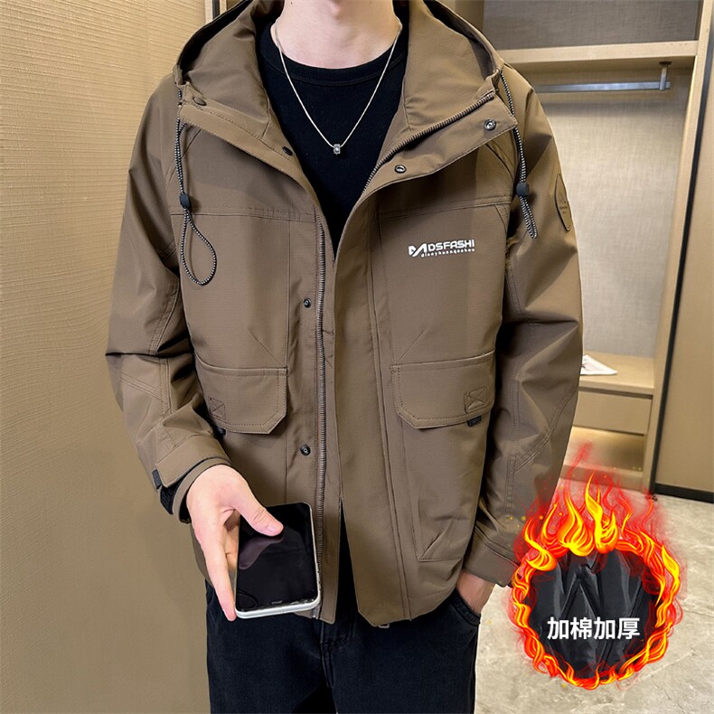 加棉加厚冲锋衣工装连帽夹克男士休闲外套DS-A329-JR2328-P125,男装夹克,电商A329