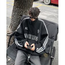 美式复古拉链条纹开衫潮牌高级感运动宽松夹克，男装夹克，四季星座505