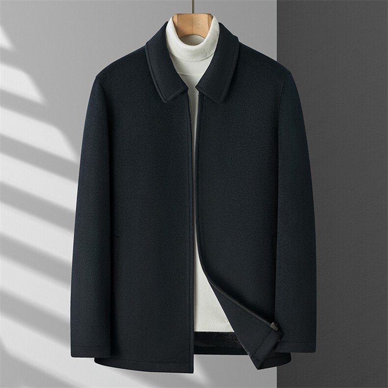 2024年秋冬季新款针织羊毛单面呢大衣商务休闲，男装毛呢大衣，织美生