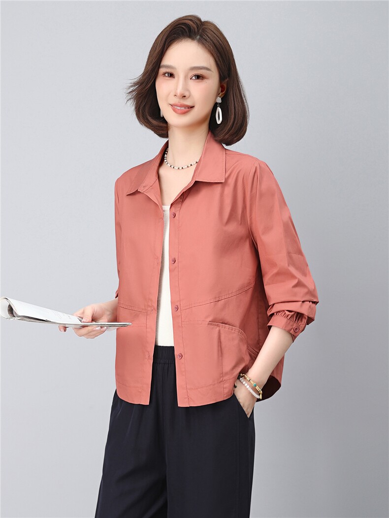 2025年秋季时尚休闲宽松型纯棉100%气质衬衣,女装衬衫,依恋蒂丝