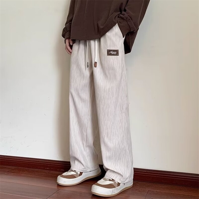 宽松潮牌潮流休闲裤男士秋季复古直筒裤男生新款阔腿亚麻长裤子，男装休闲裤，星座1210-1