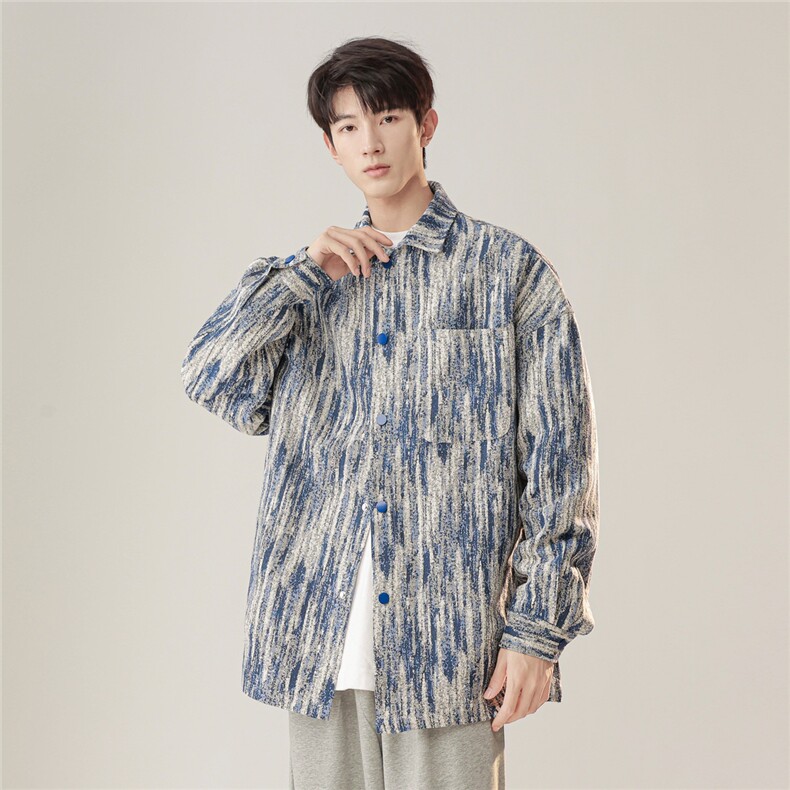 小香风条纹夹克复古拼色休闲大码情侣宽松外套J7215-P50【特价】,男装夹克,电商A007
