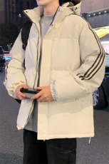 美式复古三条杠拼接连帽棉服男青少年防泼水棉衣M2910特P75控108，男装棉衣，电商A001