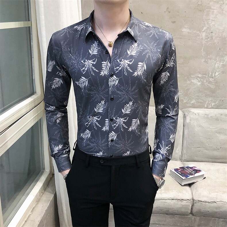 312A-5-282-P55长袖高级感秋季休闲英伦发型师韩版纯色男士衬衣,男装衬衫,星座312A-5