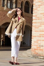 杰菲娜衬衫袖拼接风衣，女装衬衫，杰菲娜(6F)