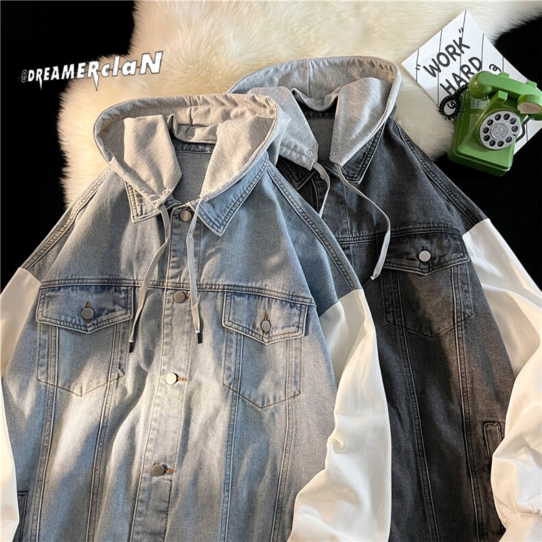 JK3040-P70-控98现货拼接牛仔夹克外套连帽,男装夹克,星座116
