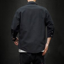 2021夏季新款日系大码男马切达猫咪印花宽松七分袖衬衫C3005-P45，男装衬衫，电商A001