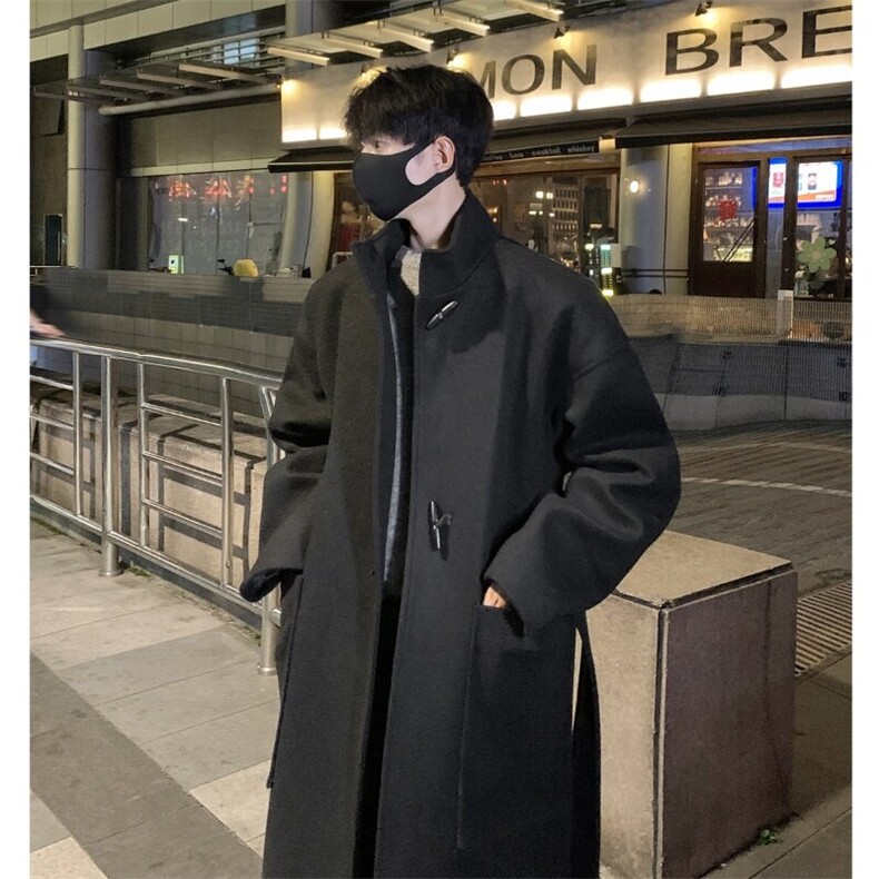 韩系牛角扣中长款毛呢大衣男秋冬季高级感风衣外套812-F636-P128,男装风衣,星座812