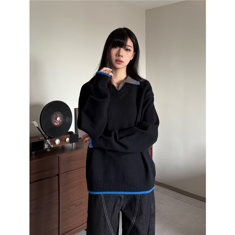 假两件男士卫衣春秋季新款POLO衫休闲宽松潮牌翻领上衣服长袖T恤,男装T恤,星座506A