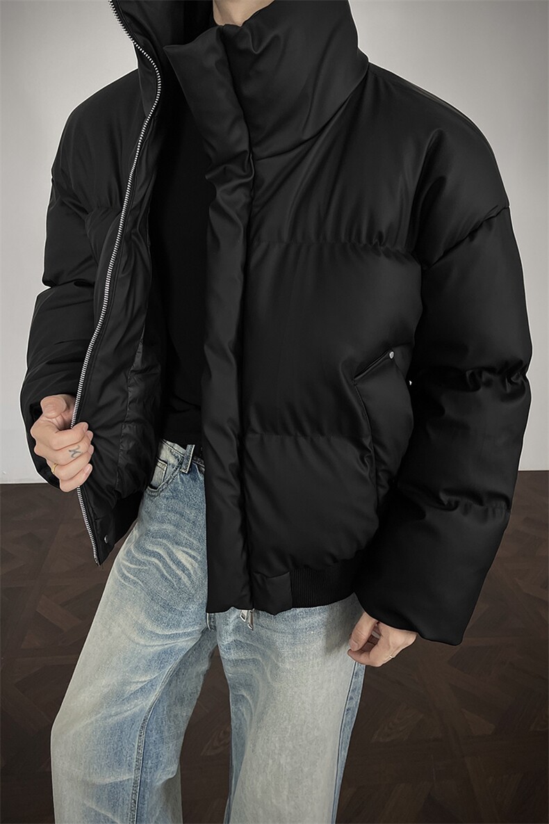 冬季clean立领棉服中性加厚PU皮短款棉衣HZ8810-特P72不议价,男装棉衣,星座610B-1