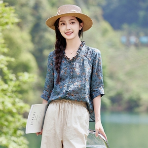 2026年夏季女短袖宽松常规苎麻图片
