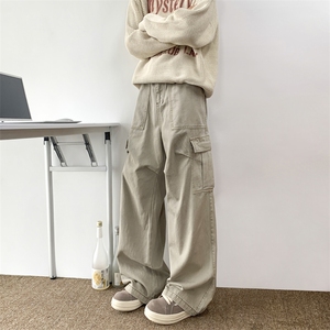 美式复古cleanfit多口袋工装裤男女宽松阔腿休闲长裤图片