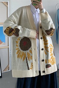 A090xj205-P95控价11太阳花卡通男中性情侣港风宽松开衫毛衣,男装针织衫/毛衣,电商A089-1