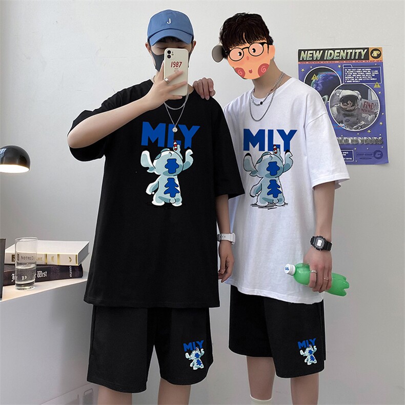 短袖t恤套装男夏季ins潮流潮牌韩版宽松百搭半袖A161-2-TZ06-P50,男装休闲套装,电商A161-2