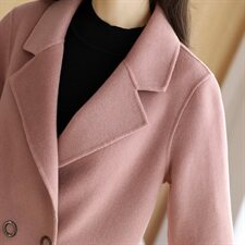 杭州产地货源新款时尚气质优雅中长款羊毛双面羊绒大衣外套女，女装双面呢大衣，媚琳依坊