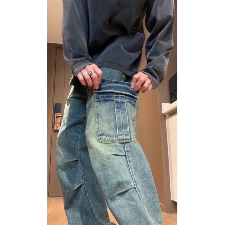 A408-1-23KG60415-P65-X89-M-3XL高街休闲多口袋牛仔裤（视频）,男装牛仔裤,电商A408